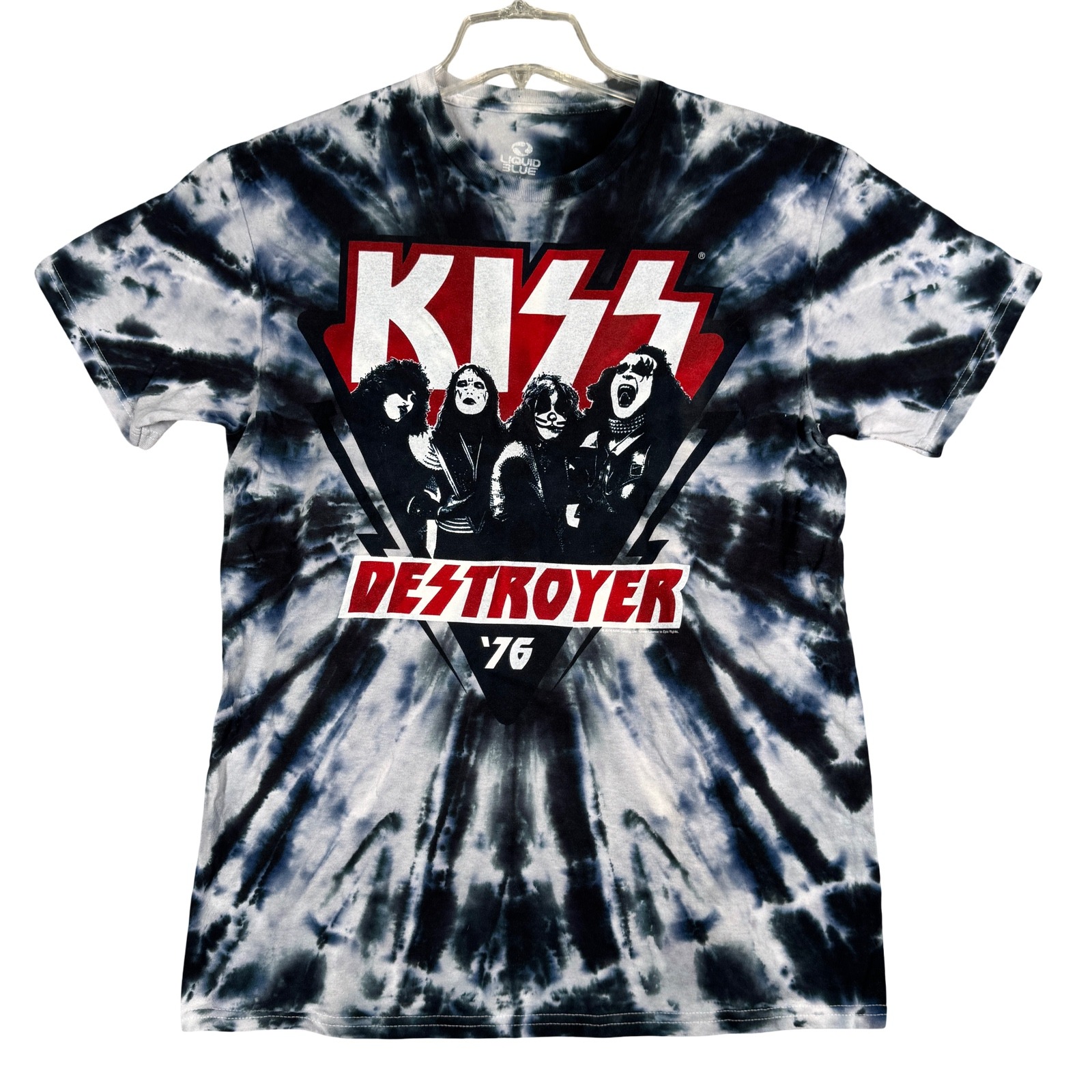Kiss Destroyer '76 Tie Dye T-Shirt Liquid Blue Band Tee Rock Music Medium